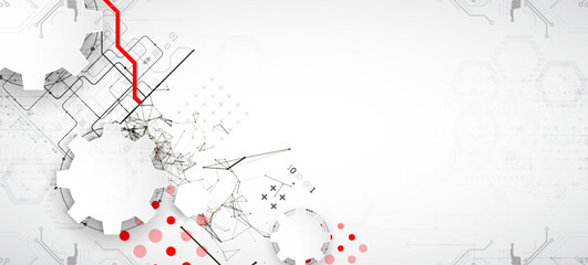 Abstract technology concept. Circuit board, high computer color background. Vector illustration with space for content, web - template, business tech presentation.