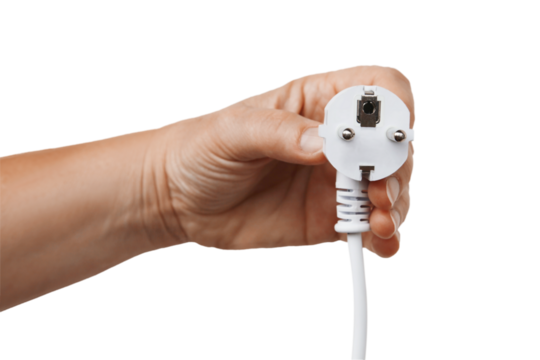 Gesture series, hand puts the plug into the socket,