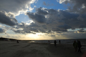 morze bałtyckie, Baltic Sea, plaża, chmury, Jantar, Polska