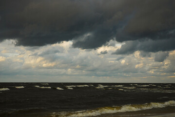 morze bałtyckie, Baltic Sea, plaża, chmury, Jantar, Polska