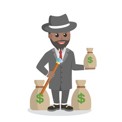 crime boss african on money design character on white background