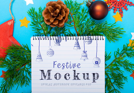 Festive Notebook Mockup
