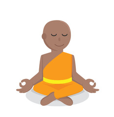 monk african meditate design character on white background