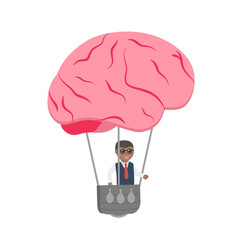 Nerd african ride Brain Air Balloon design character on white background