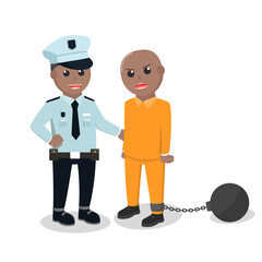 Police african Caught prisoner design character on white background