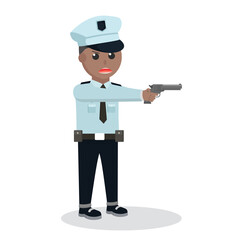 Police african With Gun design character on white background