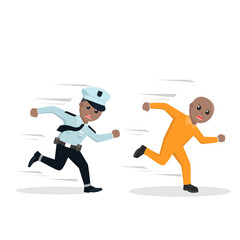 Police officer Catch prisoner design character on white background
