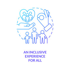 Inclusive experience for all blue gradient concept icon. Increase guest satisfaction in hotels abstract idea thin line illustration. Accommodation. Isolated outline drawing. Myriad Pro-Bold font used
