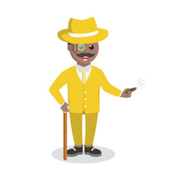 Rich african Man With Cigarette design character on white background