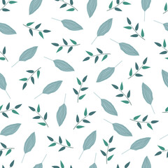 Elegant modern seamless floral ditsy pattern design of abstract exotic leaves. Artistic repeating vector foliage texture background for textile