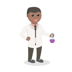 scientists african test liquids in tube design character on white background