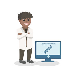 scientists african test dna information design character on white background