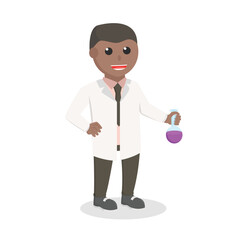 scientists african test liquids in tube design character on white background