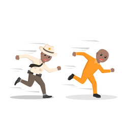 sheriff african Catch prisoner design character on white background