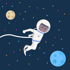 Spaceman african Flying design character on white background