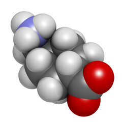 Tranexamic acid antifibrinolytic drug molecule. Prevents excessive bleeding, e.g. during surgery.