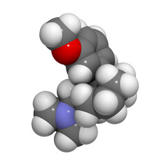 Tramadol opioid analgesic drug, chemical structure.