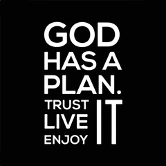 Positivity quote for social media and Printing wall art. God Has A Plan. Inspirational calligraphy vector quote