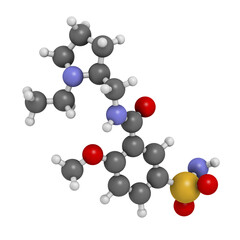 Sulpiride antipsychotic (neuroleptic) drug, chemical structure.