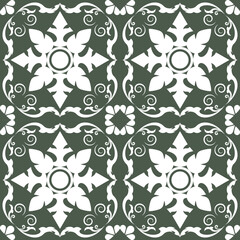 abstract dark green pattern for decoration on tiles in interior architecture wall vector illustration