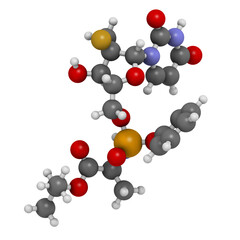 Sofosbuvir experimental (2013) hepatitis C virus drug, chemical structure.