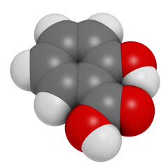 Salicylic acid molecule. Used in cosmetics, in dermatological medicines, etc.