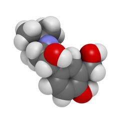 Salbutamol (albuterol) asthma and COPD drug, chemical structure.