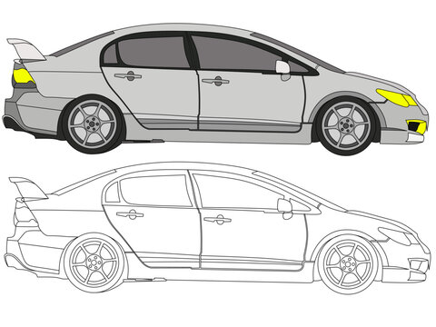 car vector image for coloring book.