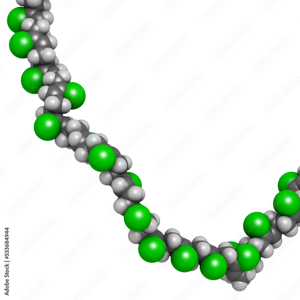 Poster neoprene (polychloroprene) synthetic rubber, chemical structure - linear fragment (detail).