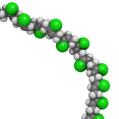 Neoprene (polychloroprene) synthetic rubber, chemical structure - linear fragment (detail).