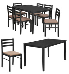 Kitchen furniture set of table and chairs. Isolated on a white background. Interior element