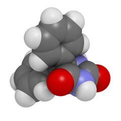 Phenytoin epilepsy drug, chemical structure.