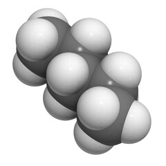 Pentane hydrocarbon, molecular model