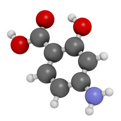 Para-aminosalicylic acid drug molecule. Used in treatment of tuberculosis and inflammatory bowel disease (ulcerative colitis, Crohn's disease).
