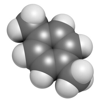 Para-xylene (p-xylene) aromatic hydrocarbon molecule.