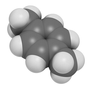 Para-xylene (p-xylene) aromatic hydrocarbon molecule.