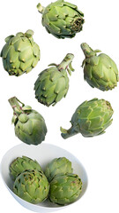 Bowl with fresh artichokes