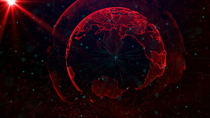 Digital red planet of Earth, 3D animation
