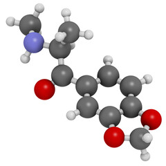 Obraz premium Methylone (bk-MDMA) stimulant molecule. Used as recreational drug.