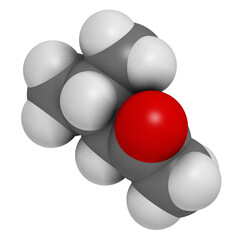 Methyl isobutyl ketone molecule. Used as chemical solvent and to denature alcohol.