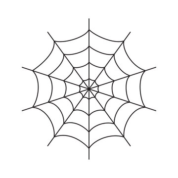 Spider Web Icon, Cobweb Silhouette, Hanging Web Sign, Spiderweb Trap Isolated
