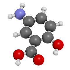 Mesalazine (mesalamine, 5-aminosalicylic acid, 5-ASA) inflammatory bowel disease drug, chemical structure.