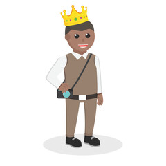 modern prince african with camera design character on white background
