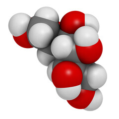 Mannitol (mannite, manna sugar) molecule. Used as sweetener, drug, etc.