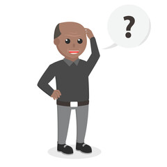 Old Man african With Question  Mark Callout design character on white background