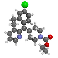 Loratadine antihistamine drug, chemical structure.