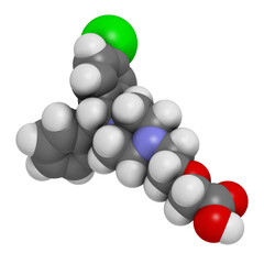 Cetirizine (levocetirizine) antihistamine drug, chemical structure.
