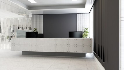 office front desk or receptionist room for company wall logo mockup	