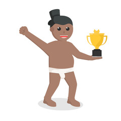 Sumo african With Trophy design character on white background