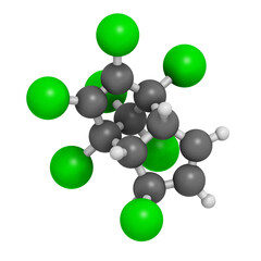 Heptachlor organochlorine pesticide molecule. Insecticide and known Persistent Organic Pollutant (POP).